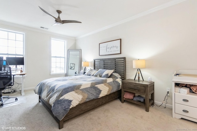1026 Country View Rd Unit 1026, Danbury, CT 06810 - bedroom with crown molding, baseboards, visible vents, and light carpet