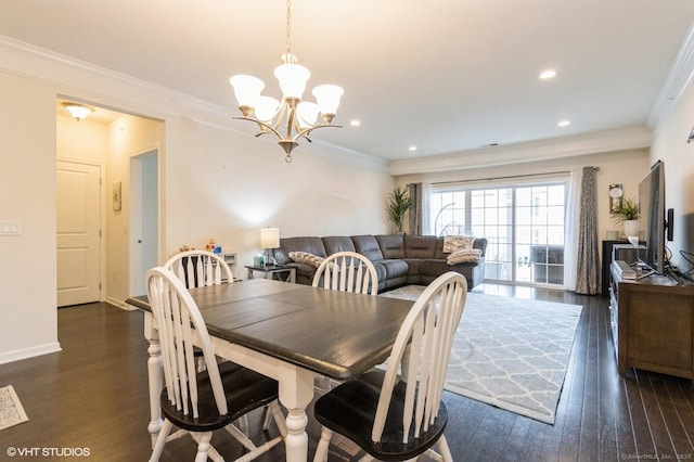 1026 Country View Rd Unit 1026, Danbury, CT 06810 - dining room with dark wood-type flooring, recessed lighting, crown molding, and an inviting chandelier