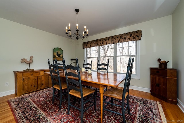 88 Sconset Ln, Guilford, CT 06437 - dining room with a chandelier, baseboards, and wood finished floors