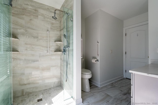 88 Sconset Ln, Guilford, CT 06437 - bathroom with toilet, marble finish floor, and a stall shower