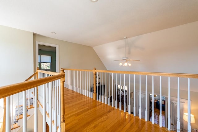 88 Sconset Ln, Guilford, CT 06437 - hallway featuring wood finished floors and lofted ceiling