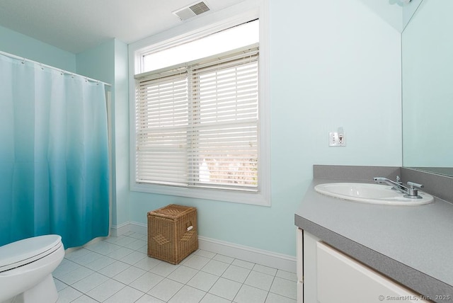 88 Sconset Ln, Guilford, CT 06437 - full bathroom featuring vanity, visible vents, toilet, tile patterned floors, and baseboards