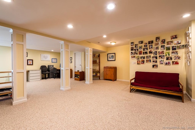 88 Sconset Ln, Guilford, CT 06437 - living area featuring baseboards, recessed lighting, and carpet