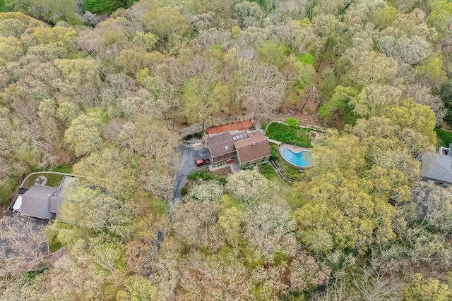 20 Sunrise Trl, East Lyme, CT 06333 - aerial view of property's location with a forest and a pool area