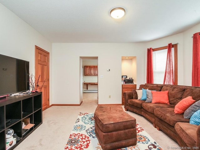 17-19 Fenwick St, Hartford, CT 06114 - living area with light carpet, a baseboard radiator, and baseboards