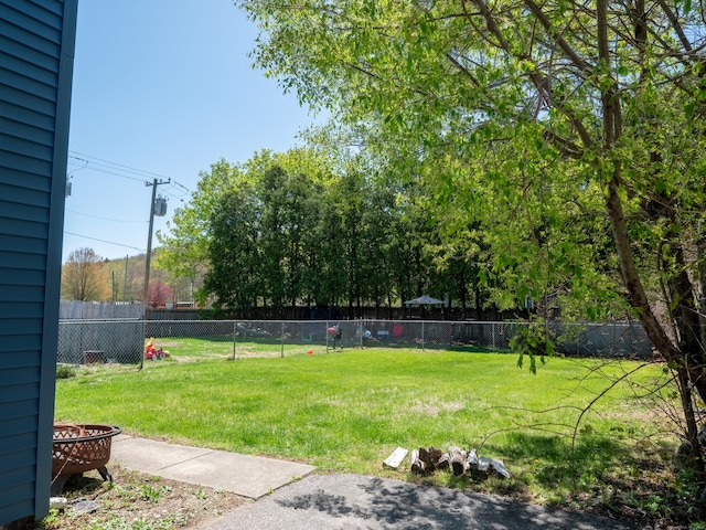 view of yard with a fenced backyard