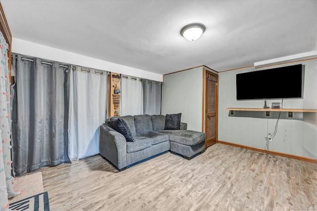 living area with wood finished floors