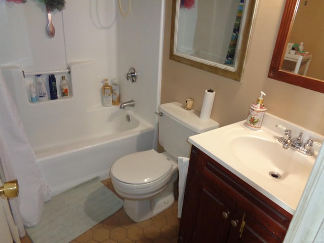 426 Courtland Ave Apt 1, Stamford, CT 06906 - full bathroom with shower / bathtub combination with curtain, vanity, toilet, and tile patterned floors
