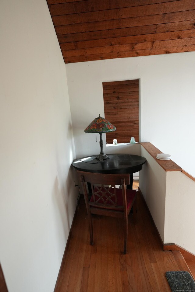 953 Rainbow Trl, Orange, CT 06477 - corridor featuring hardwood / wood-style floors and wooden ceiling