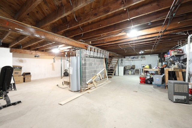 17 Straitsville Rd, Prospect, CT 06712 - unfinished basement featuring water heater and stairs