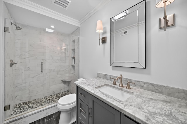 65 Joes Hill Rd, Danbury, CT 06811 - full bath with vanity, a stall shower, and ornamental molding
