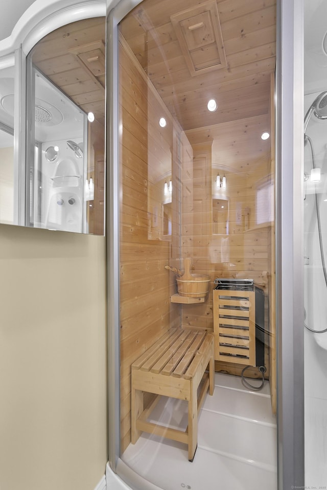 view of sauna / steam room with recessed lighting