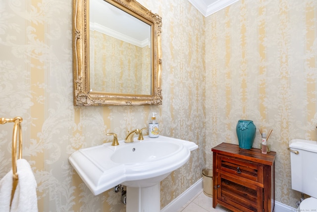 2 Pennington Dr Unit 2, Simsbury, CT 06070 - half bath with toilet, tile patterned flooring, and crown molding