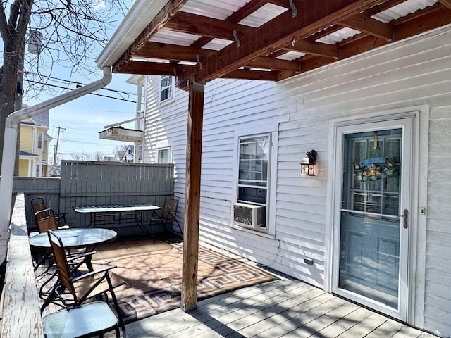 deck with fence and cooling unit