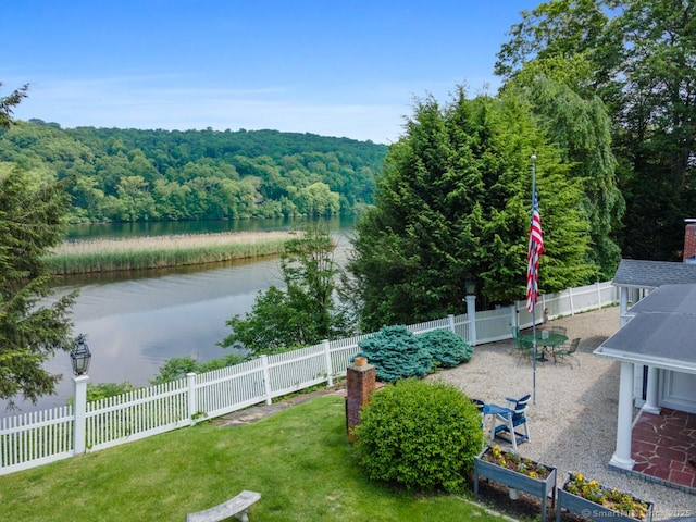 7 Ford Rd, Newtown, CT 06482 - water view with a heavily wooded area and a fenced backyard