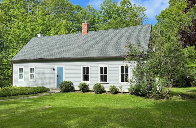 119 Town Hill Rd, Warren, CT 06754 - cape cod house with a chimney, a front lawn, and a shingled roof