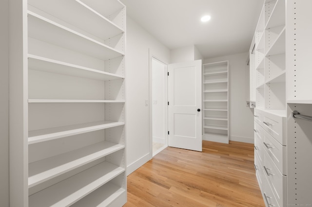 spacious closet with light wood-style flooring