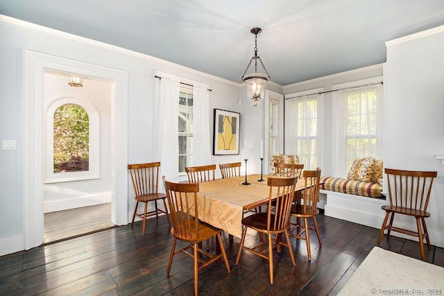 253 Tophet Rd, Roxbury, CT 06783 - dining area featuring healthy amount of natural light, dark wood finished floors, and crown molding