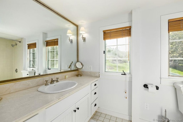 253 Tophet Rd, Roxbury, CT 06783 - bathroom featuring vanity, a shower, and tile patterned flooring