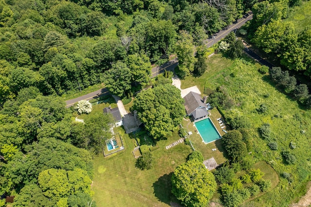 253 Tophet Rd, Roxbury, CT 06783 - aerial view of property and surrounding area featuring a pool and a heavily wooded area