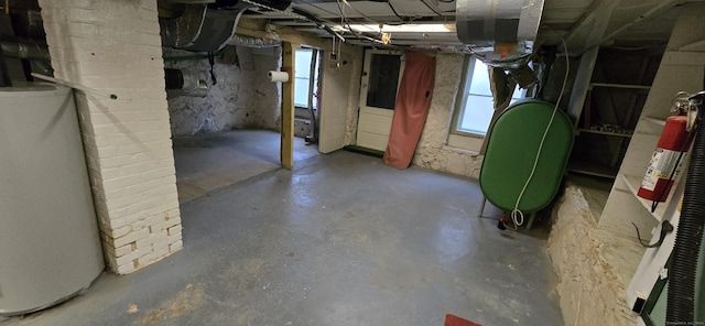 below grade area with water heater and heating fuel