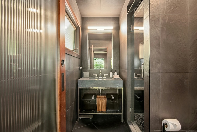 71 Boulderol Rd, Stamford, CT 06903 - full bath with a stall shower, tile patterned flooring, and vanity