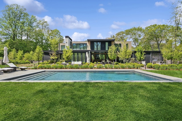 swimming pool with a lawn