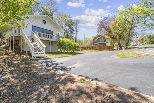 view of road with stairway