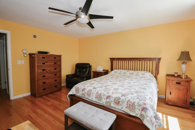 23 Hart Pl Apt 3, Plainville, CT 06062 - bedroom with light wood-style flooring, ceiling fan, and baseboards