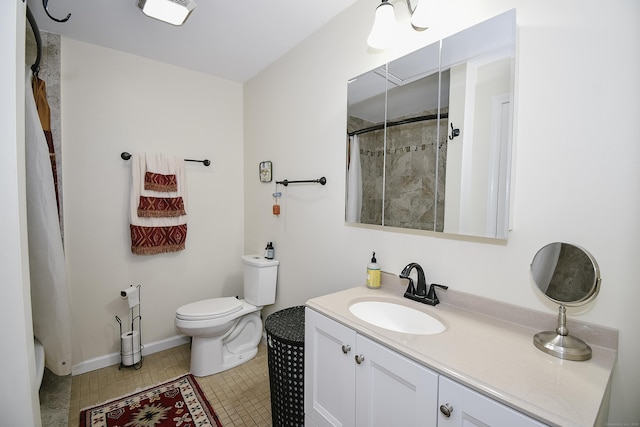 23 Hart Pl Apt 3, Plainville, CT 06062 - bathroom with toilet, curtained shower, tile patterned floors, vanity, and baseboards