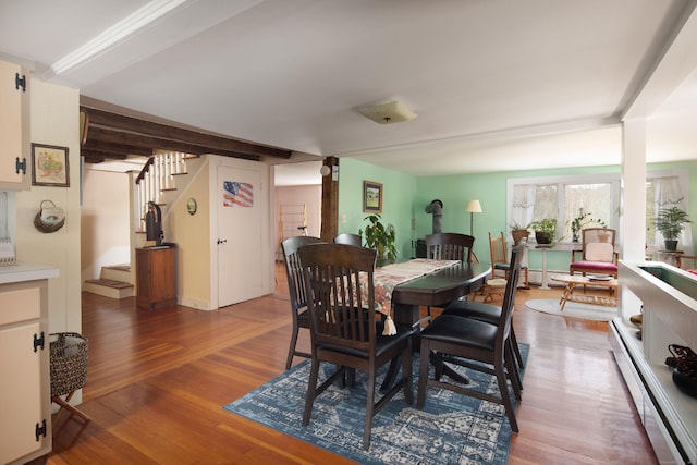 2 Perry St, Salisbury, CT 06039 - dining room with light wood-type flooring, stairway, and a baseboard heating unit