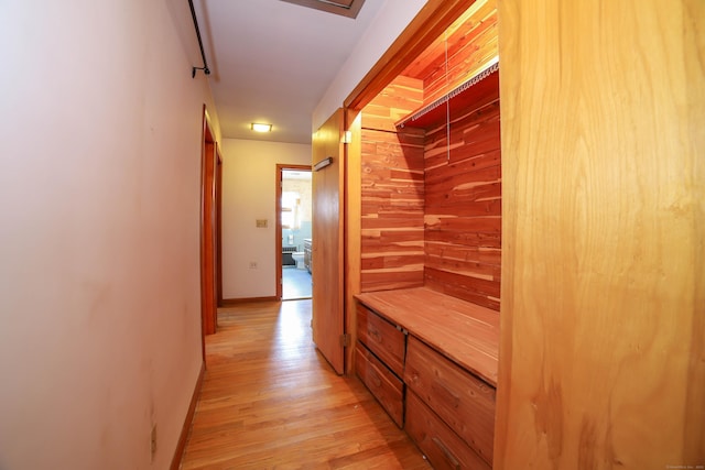 hall with light wood-style floors