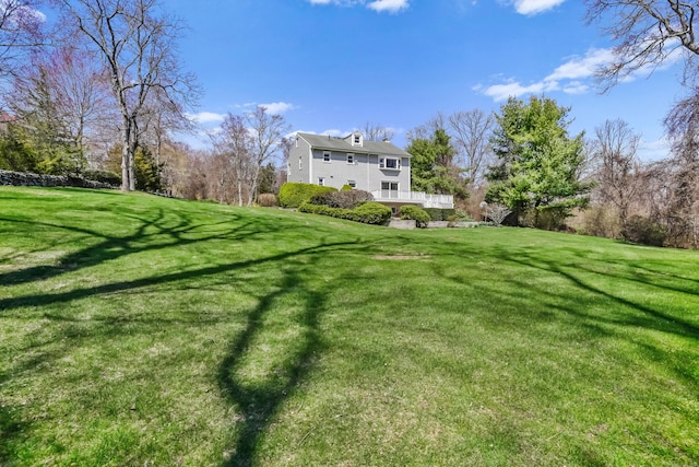 rear view of house featuring a yard