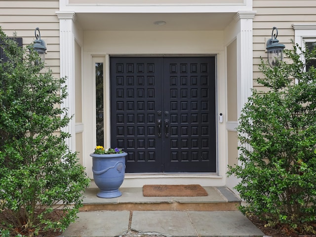 entrance to property with a garage