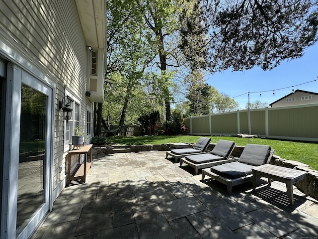 view of patio featuring a fenced backyard