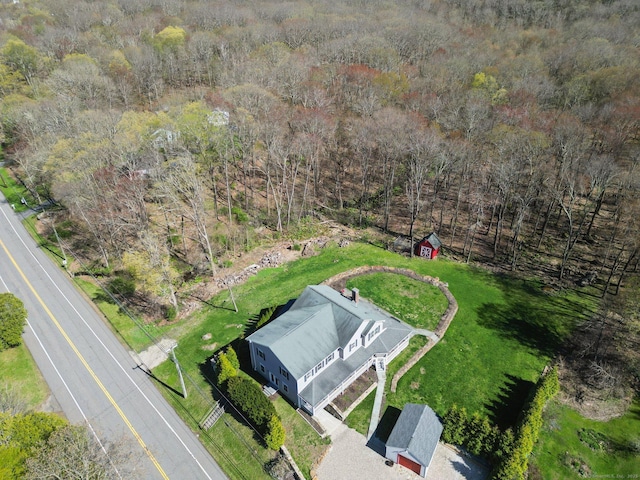 34 Kent Rd, Warren, CT 06754 - aerial view of property and surrounding area with a forest