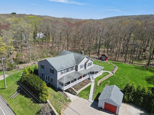 34 Kent Rd, Warren, CT 06754 - aerial view of property and surrounding area with a forest