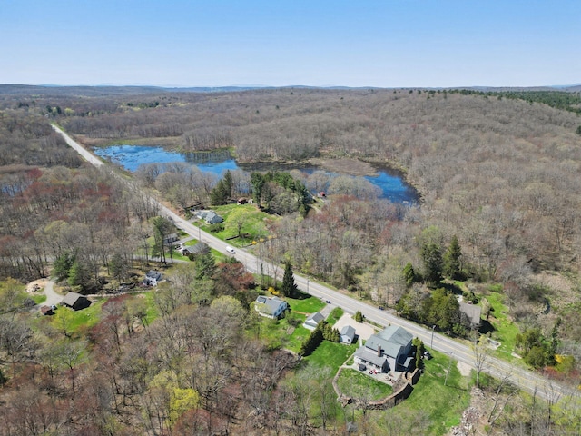 34 Kent Rd, Warren, CT 06754 - aerial view of property's location featuring a large body of water and a heavily wooded area
