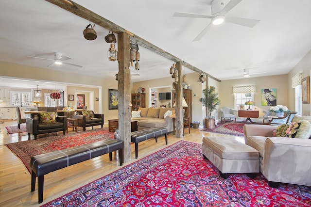 34 Kent Rd, Warren, CT 06754 - living area with ceiling fan and wood finished floors
