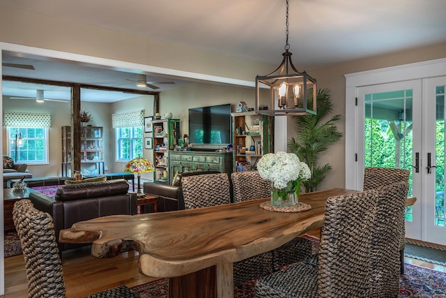 34 Kent Rd, Warren, CT 06754 - dining room featuring a chandelier and ceiling fan