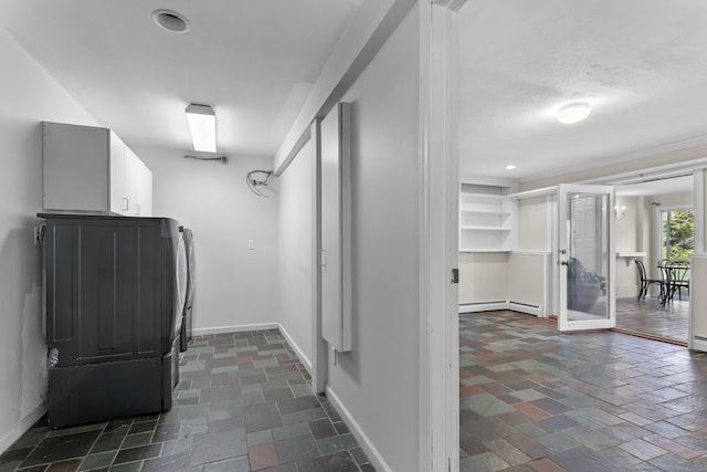 285 Greens Farms Rd, Westport, CT 06880 - laundry room with baseboards, baseboard heating, and recessed lighting