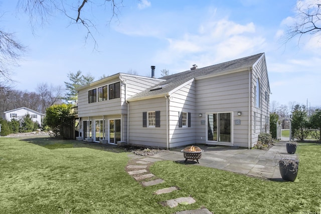 285 Greens Farms Rd, Westport, CT 06880 - rear view of property featuring a fire pit, a patio, and a yard