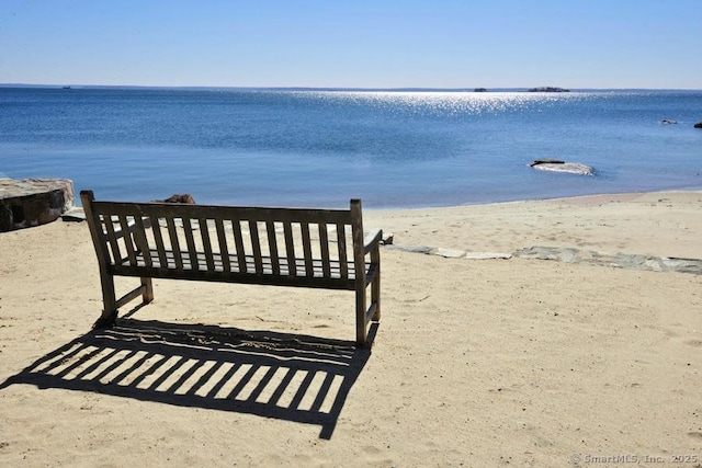view of water feature with a view of the beach