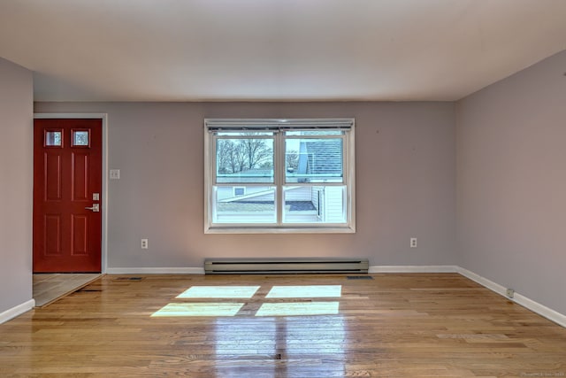137 Harding Ave, West Haven, CT 06516 - entrance foyer featuring a baseboard heating unit, baseboards, and wood finished floors