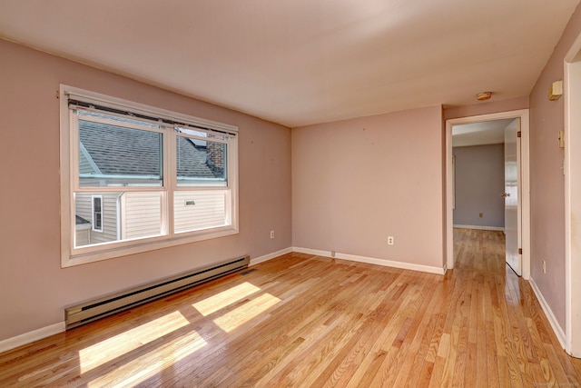 137 Harding Ave, West Haven, CT 06516 - empty room featuring baseboard heating, light wood-type flooring, baseboards, and a smoke detector