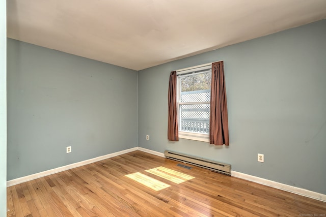 137 Harding Ave, West Haven, CT 06516 - spare room featuring baseboard heating, hardwood / wood-style floors, and baseboards