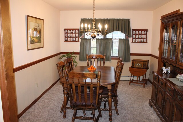 244 Walnut Tree Hill Rd, Shelton, CT 06484 - dining area with a chandelier, carpet, and baseboards