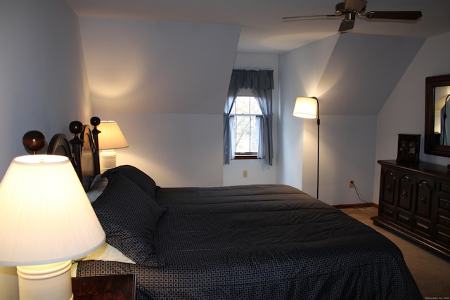 244 Walnut Tree Hill Rd, Shelton, CT 06484 - bedroom featuring carpet, vaulted ceiling, and a ceiling fan
