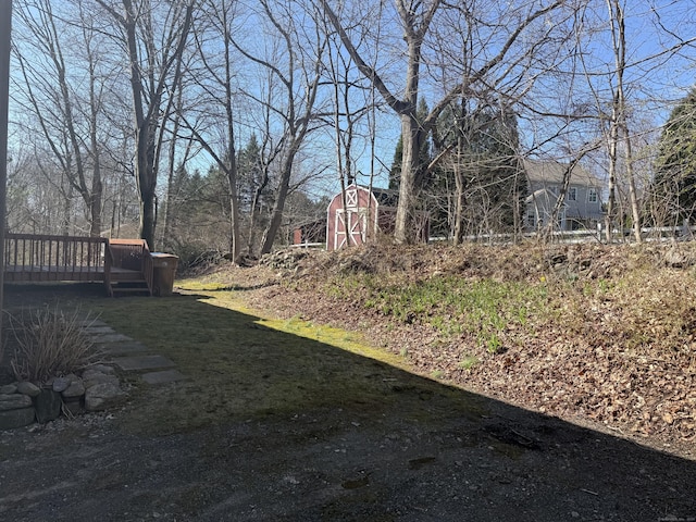 244 Walnut Tree Hill Rd, Shelton, CT 06484 - view of yard featuring a barn, an outdoor structure, and a wooden deck