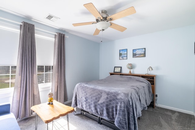 269 Silver Hill Rd, Derby, CT 06418 - bedroom featuring ceiling fan, carpet flooring, baseboards, and visible vents
